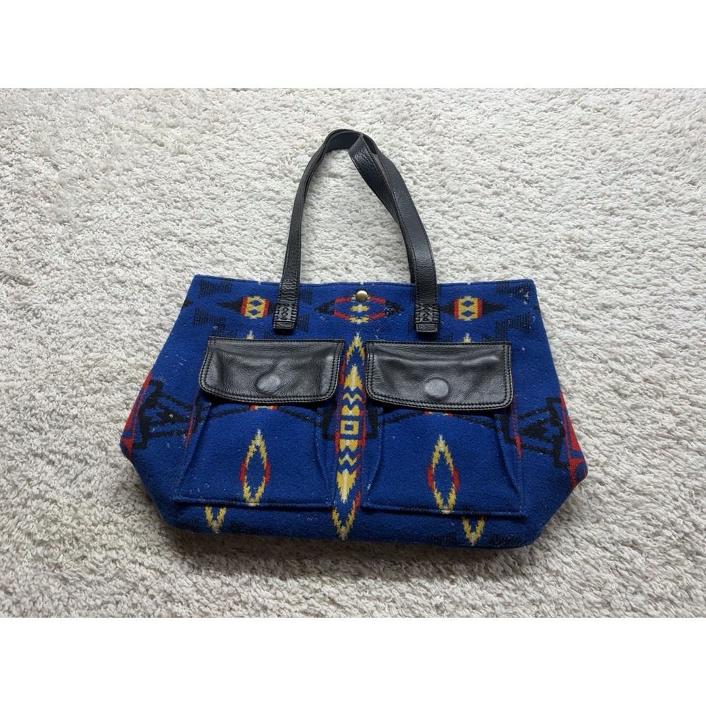 Pendleton Blue Wool Aztec Print Purse Shoulder Bag READ